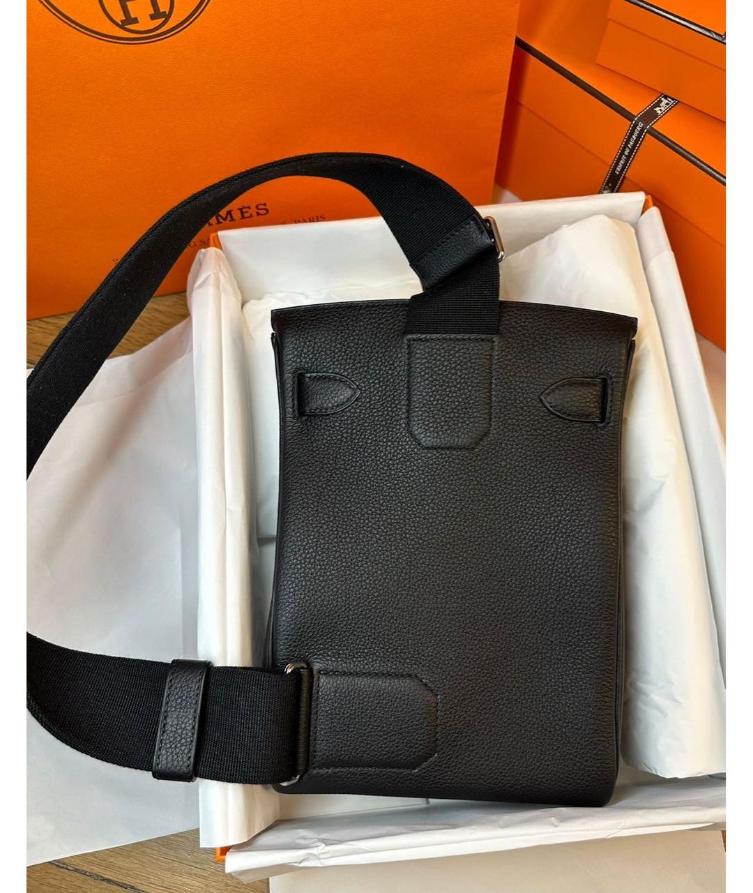 HERMES Черный кожаный рюкзак, фото 3