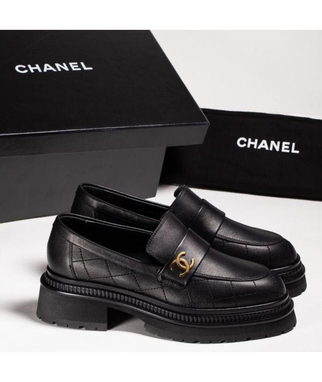 CHANEL Черные кожаные лоферы, фото 8