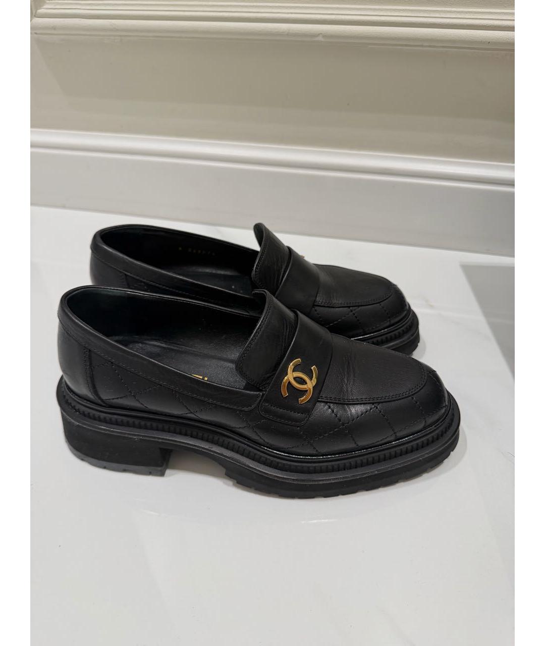 CHANEL Черные кожаные лоферы, фото 3