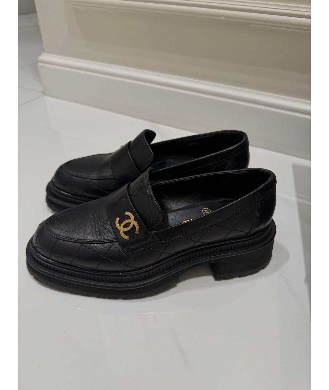 CHANEL Черные кожаные лоферы, фото 4
