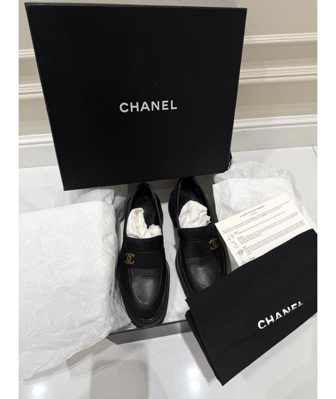 CHANEL Черные кожаные лоферы, фото 2
