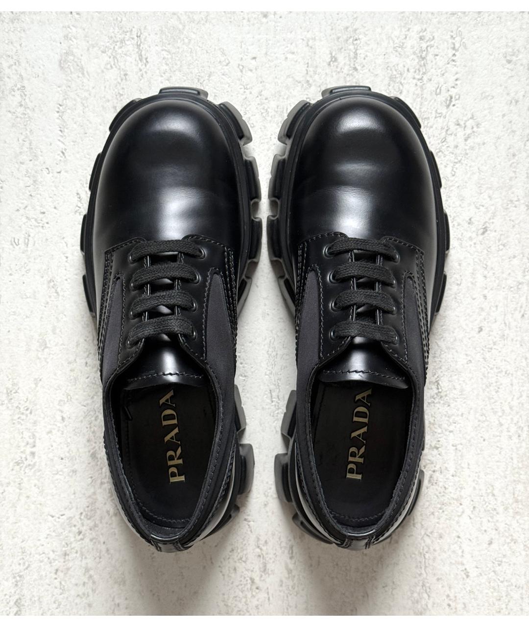 PRADA Черные кожаные низкие ботинки, фото 3