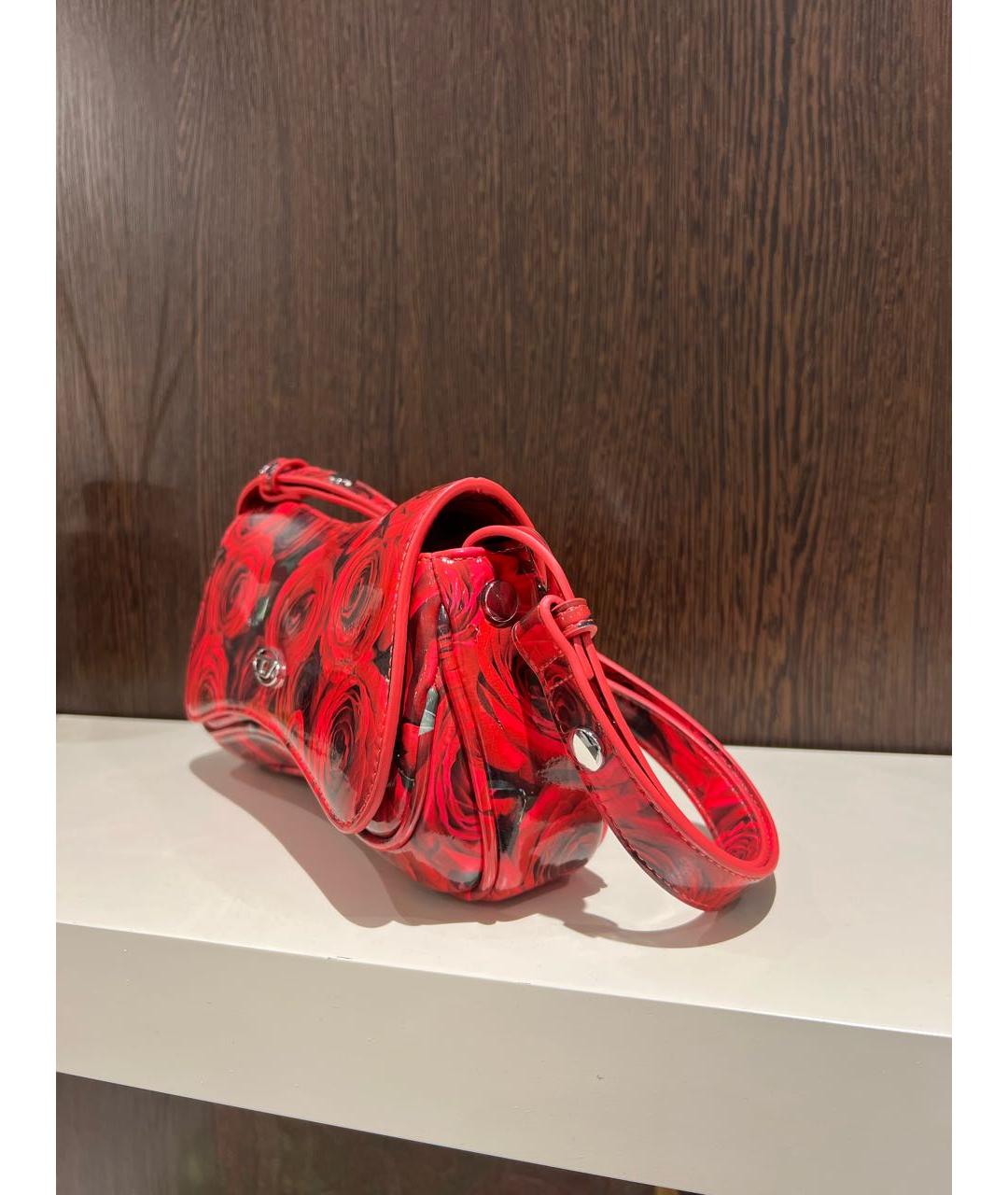 DIESEL Красная сумка через плечо из лакированной кожи, фото 2