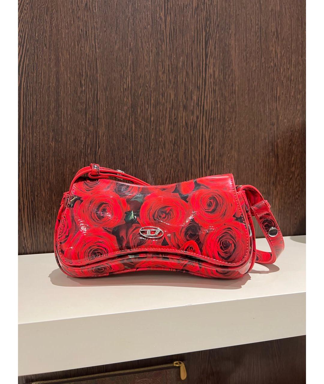 DIESEL Красная сумка через плечо из лакированной кожи, фото 6