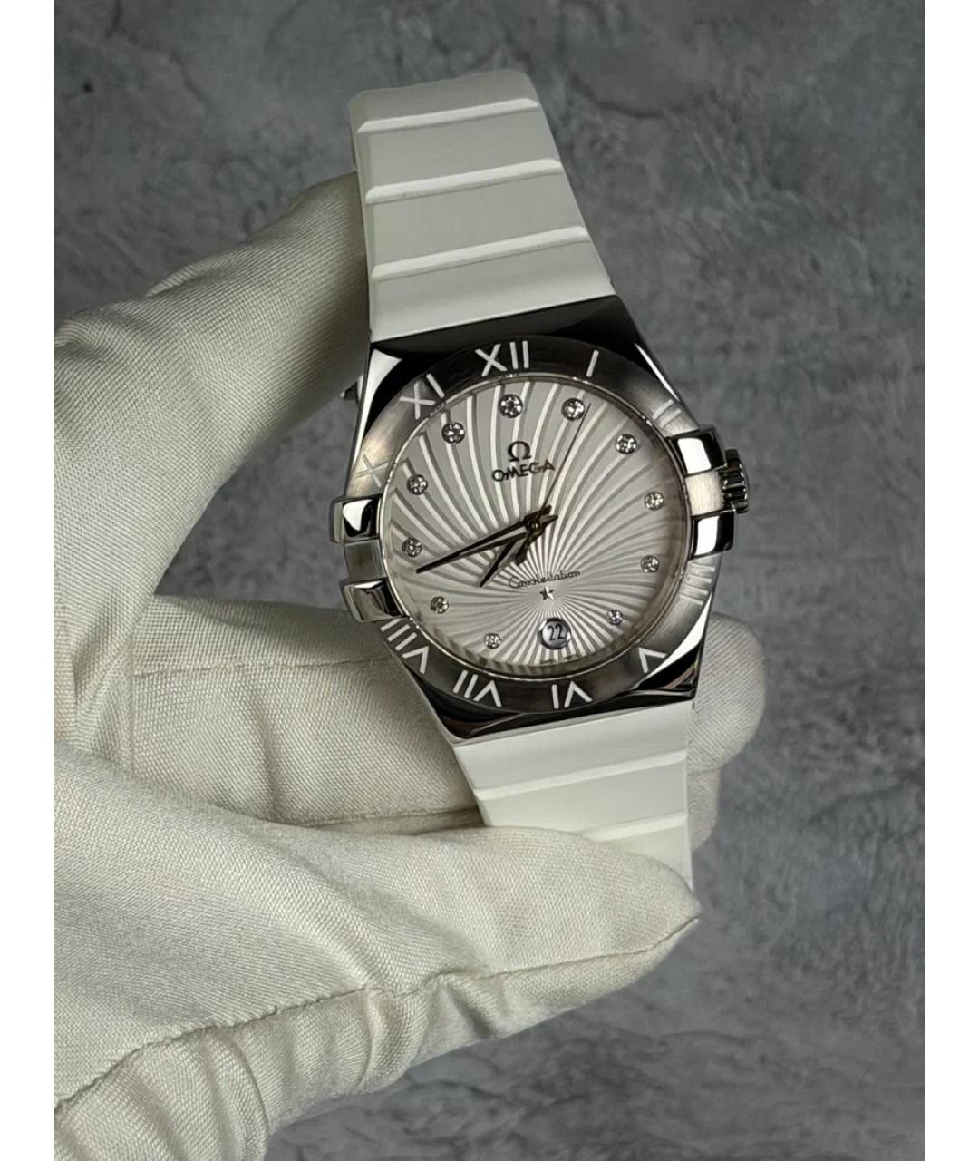 OMEGA Белые металлические часы, фото 2