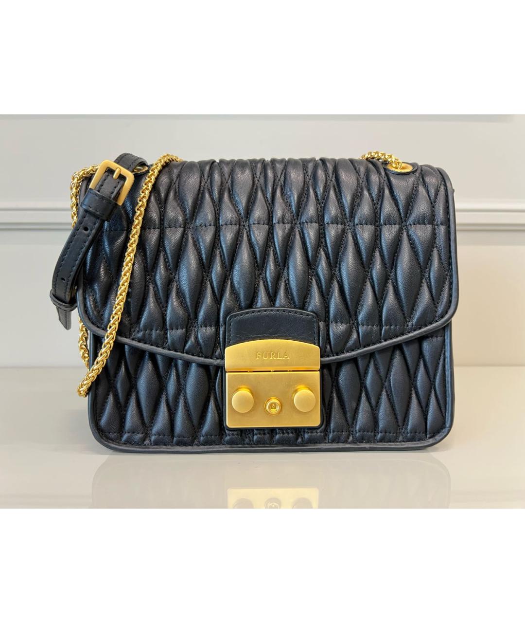 FURLA Черная кожаная сумка через плечо, фото 9