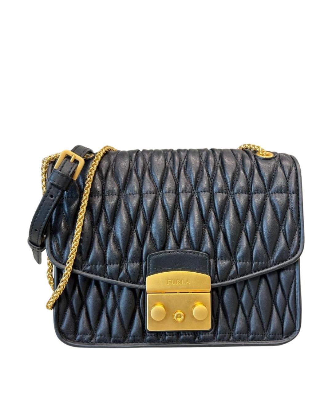 FURLA Черная кожаная сумка через плечо, фото 1