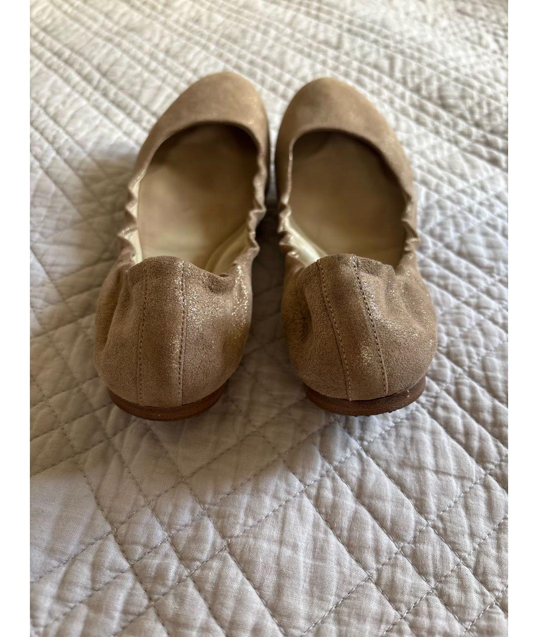 JIL SANDER Бежевые нубуковые балетки, фото 4