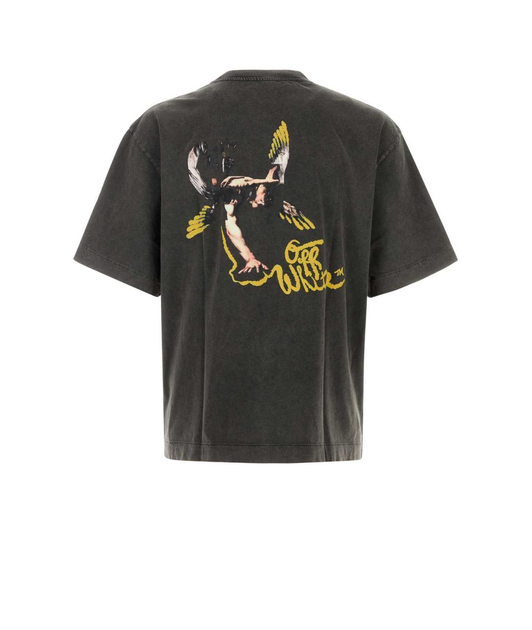 OFF-WHITE Серая хлопковая футболка, фото 2