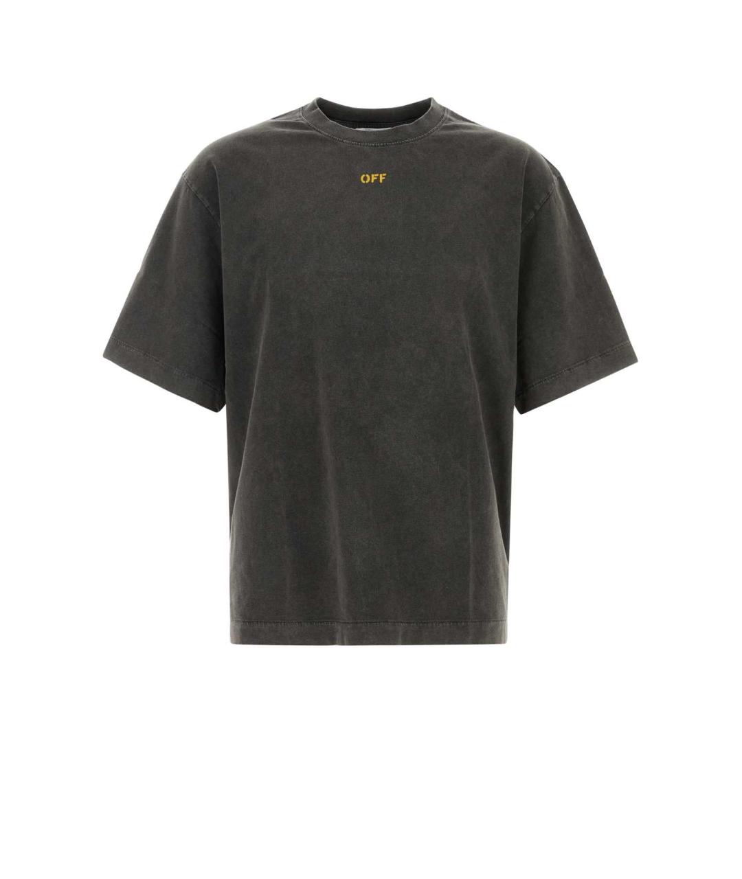 OFF-WHITE Серая хлопковая футболка, фото 1
