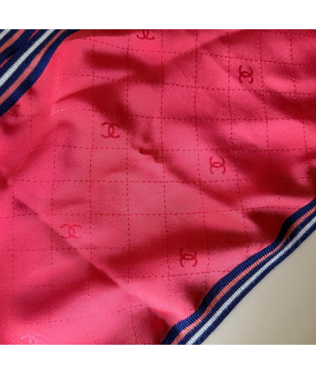 CHANEL Коралловый шелковый шарф, фото 5