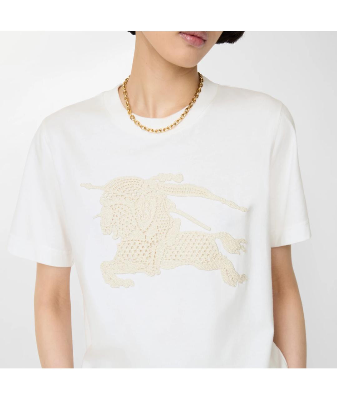 BURBERRY Белая хлопковая футболка, фото 3
