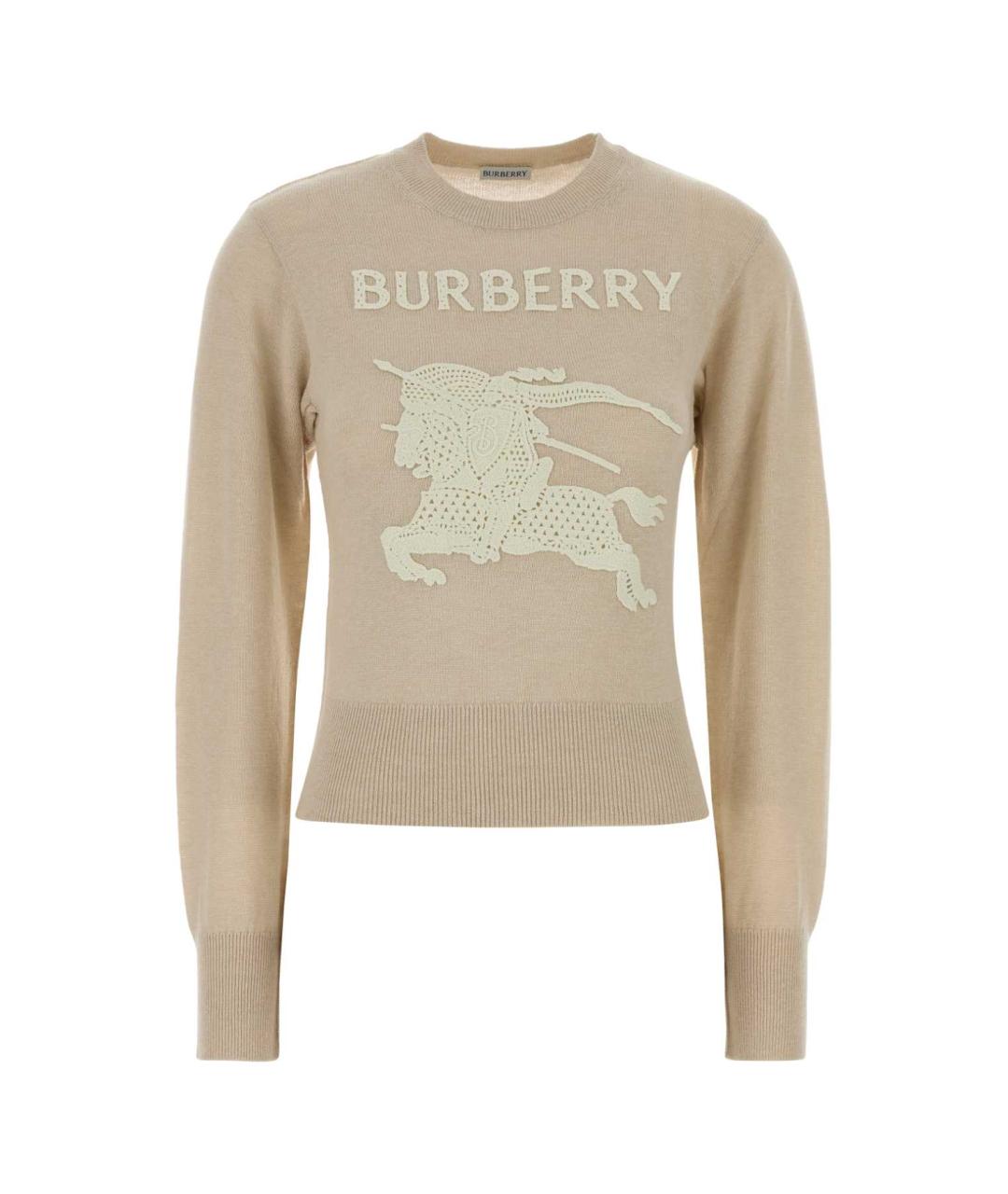 BURBERRY Бежевый шерстяной джемпер / свитер, фото 1