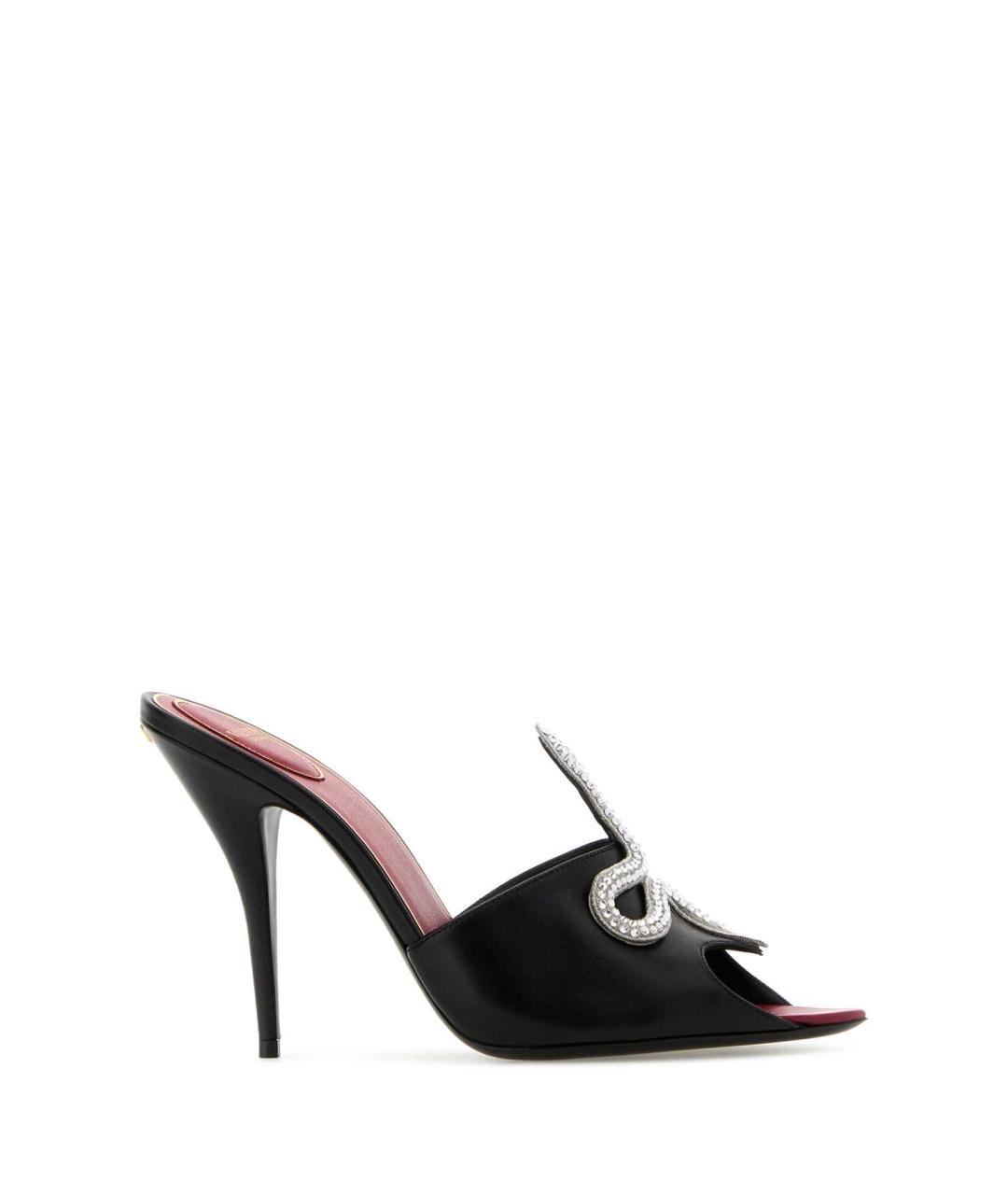 VALENTINO Черные кожаные мюли, фото 1