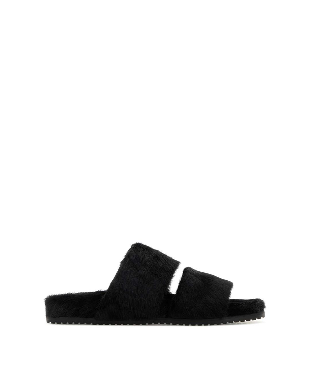 DOLCE&GABBANA Черные кожаные шлепанцы, фото 1