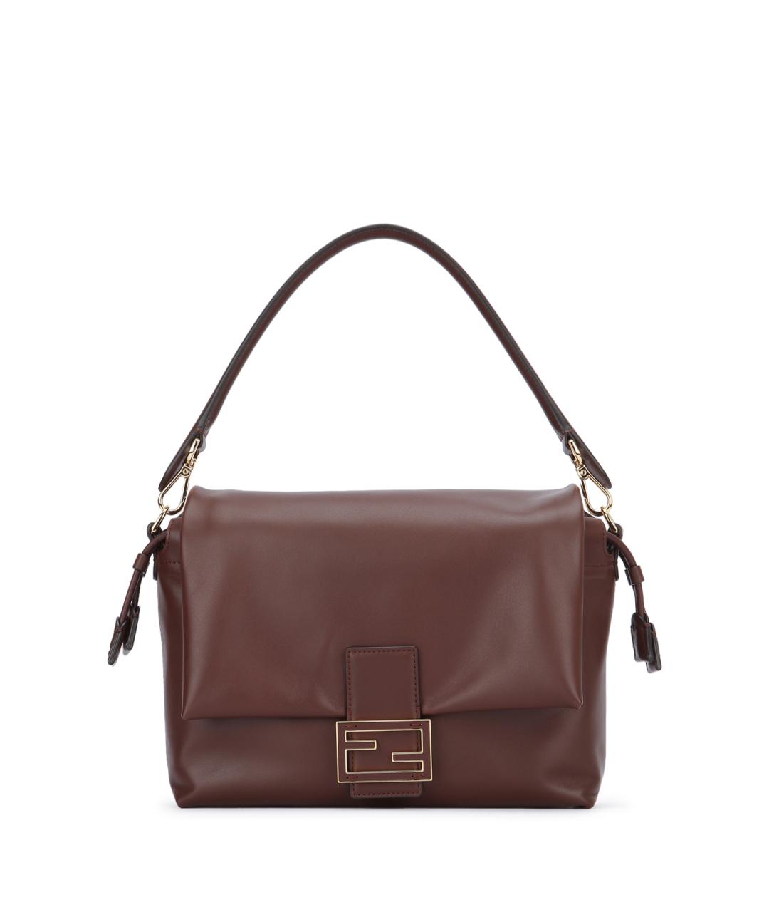 FENDI Коричневая кожаная сумка через плечо, фото 1