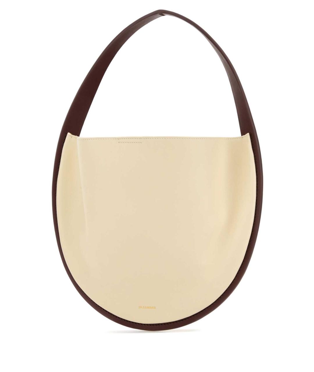 JIL SANDER Бежевая кожаная сумка с короткими ручками, фото 2