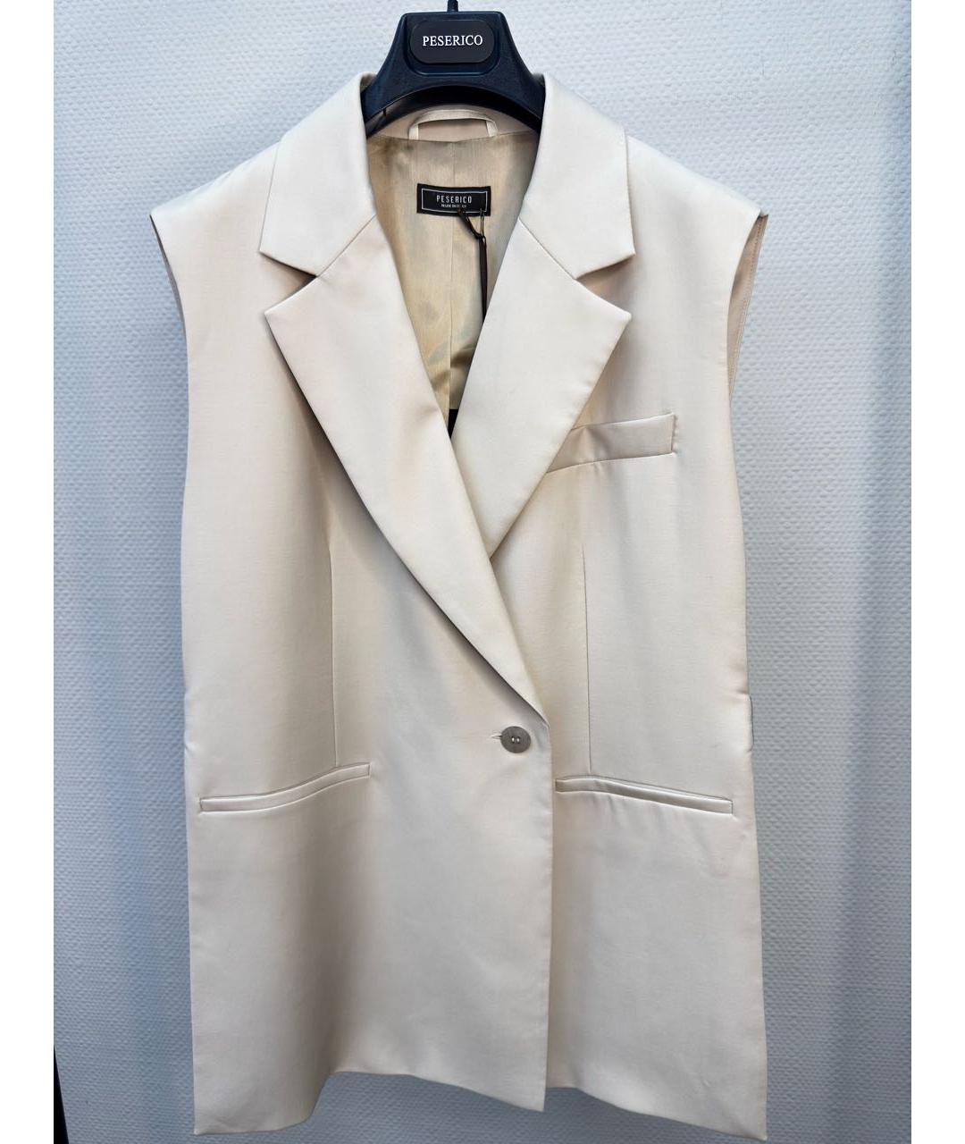PESERICO Бежевый шерстяной костюм с брюками, фото 9
