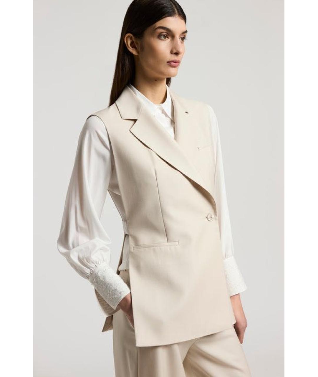 PESERICO Бежевый шерстяной костюм с брюками, фото 6