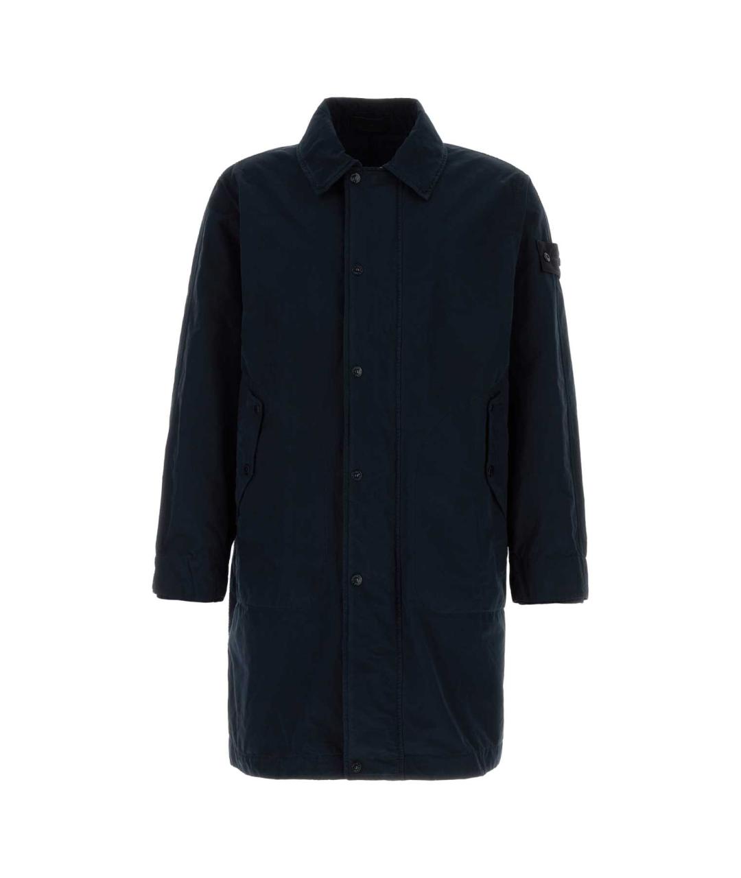 STONE ISLAND Темно-синий полиэстеровый тренч / плащ, фото 1