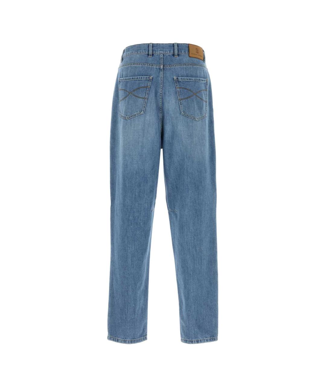 BRUNELLO CUCINELLI Синие хлопковые повседневные брюки, фото 2