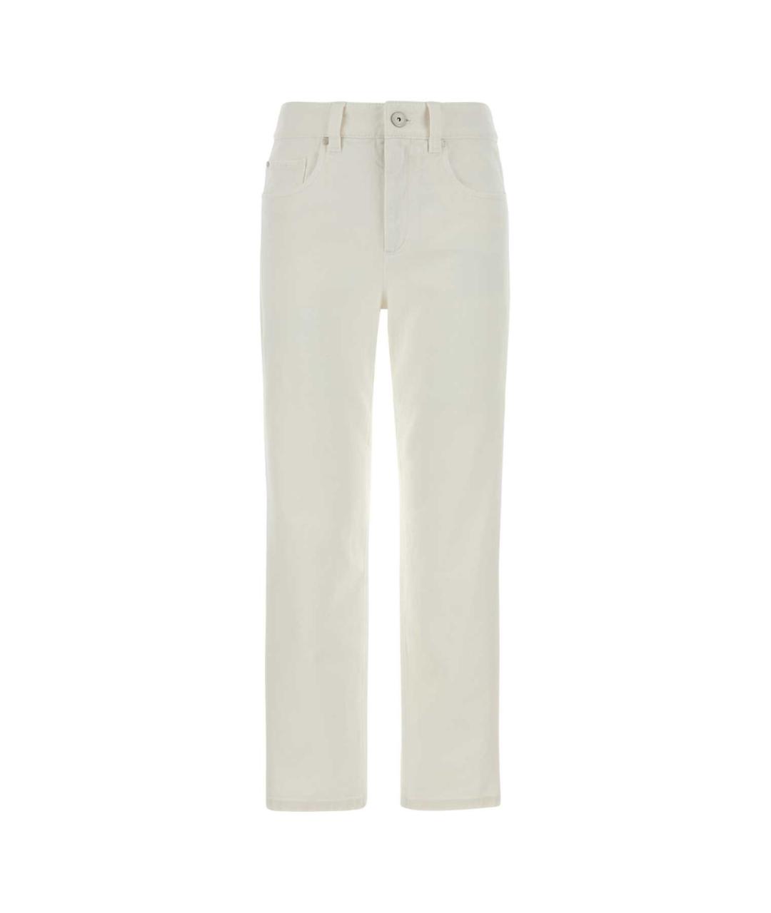 BRUNELLO CUCINELLI Белые хлопковые прямые брюки, фото 1