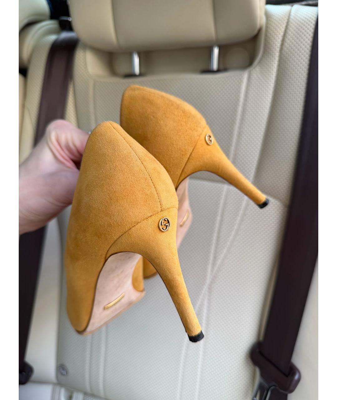 GUCCI Горчичные замшевые туфли, фото 2