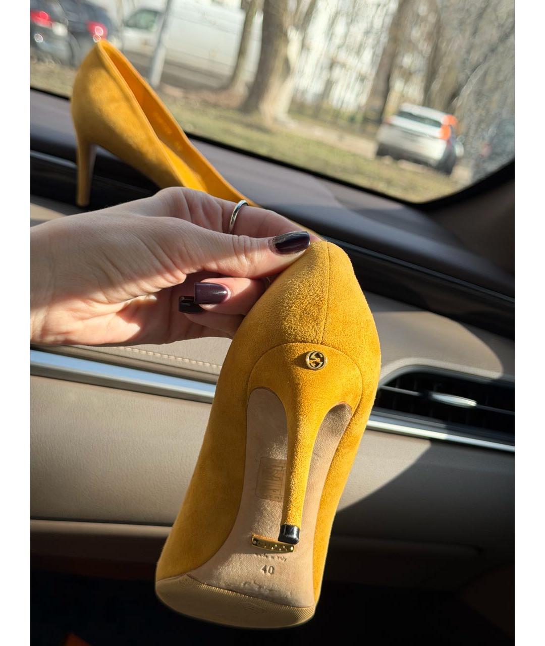 GUCCI Горчичные замшевые туфли, фото 6