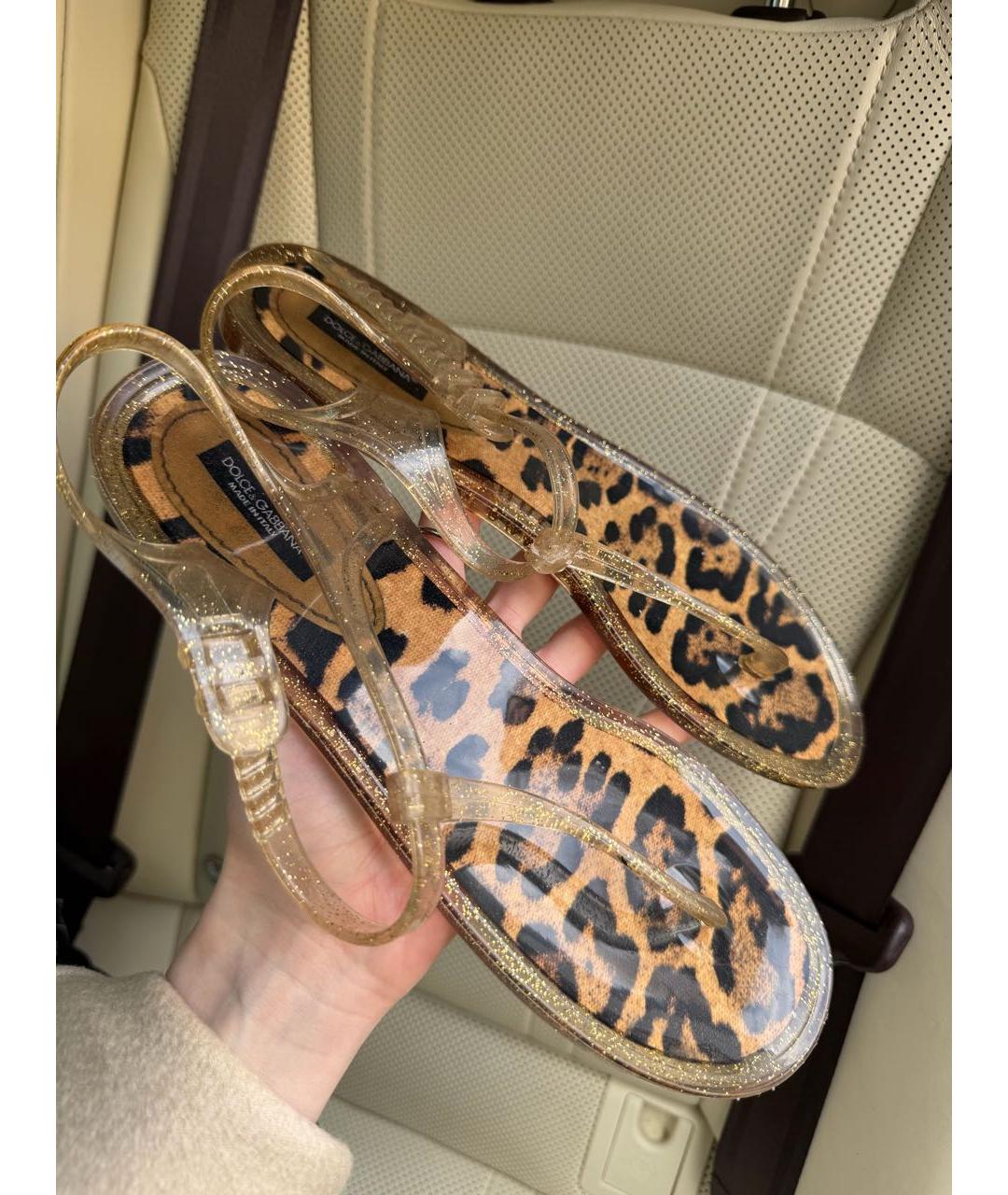 DOLCE&GABBANA Золотые шлепанцы, фото 4