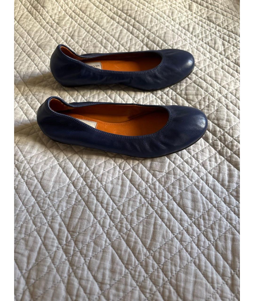 LANVIN Синие кожаные балетки, фото 5