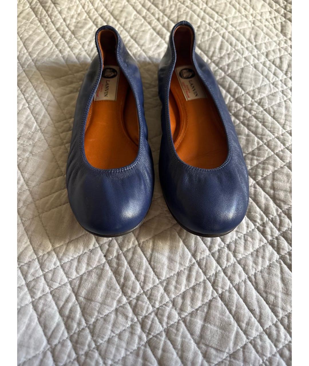 LANVIN Синие кожаные балетки, фото 2