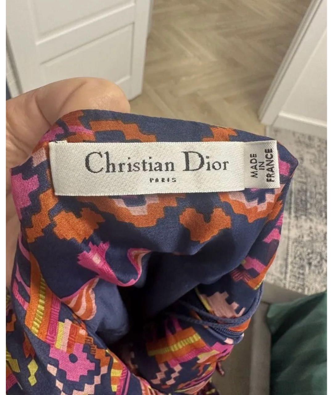 CHRISTIAN DIOR Мульти шелковое коктейльное платье, фото 5