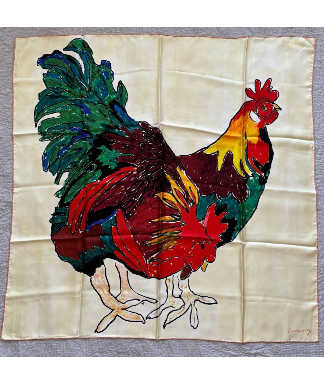 BURBERRY Бежевый шелковый платок, фото 5