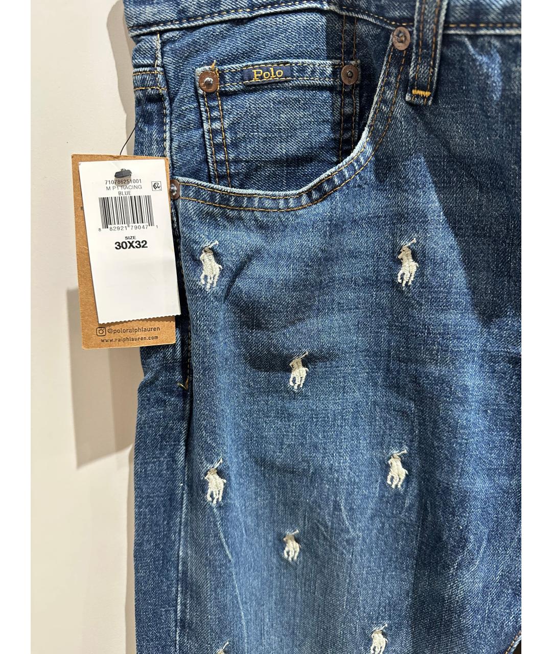 POLO RALPH LAUREN Синие хлопковые джинсы скинни, фото 2