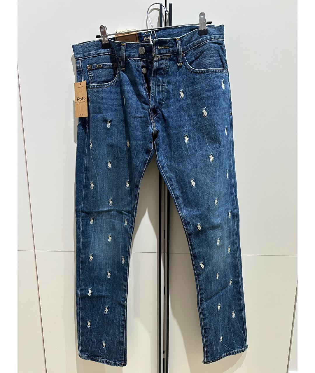 POLO RALPH LAUREN Синие хлопковые джинсы скинни, фото 5