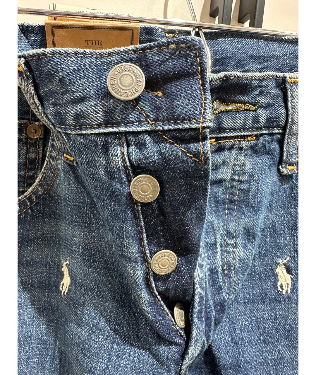 POLO RALPH LAUREN Синие хлопковые джинсы скинни, фото 3