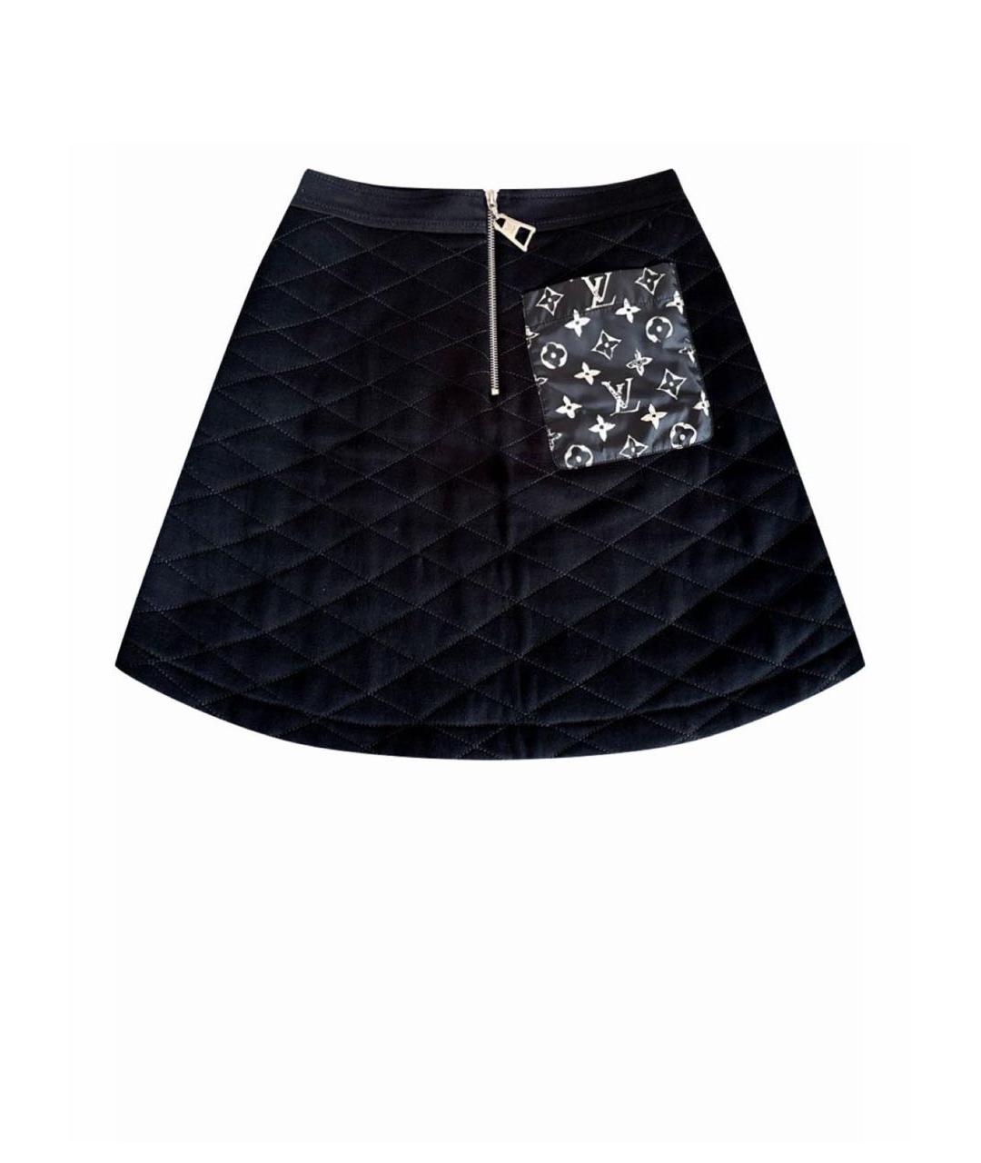 LOUIS VUITTON Черная хлопковая юбка мини, фото 5