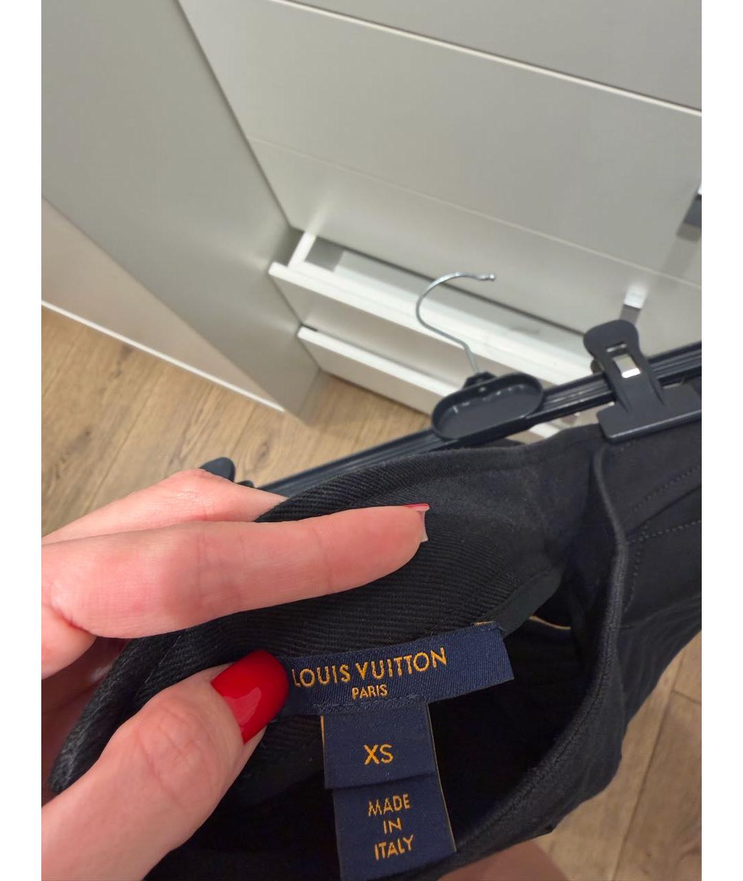 LOUIS VUITTON Черная хлопковая юбка мини, фото 4