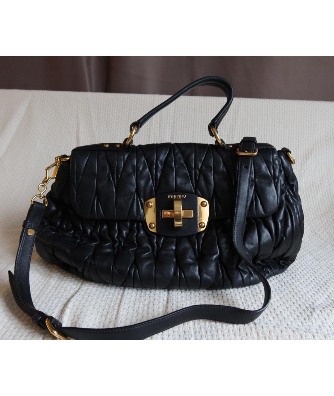 MIU MIU Черная кожаная сумка через плечо, фото 7