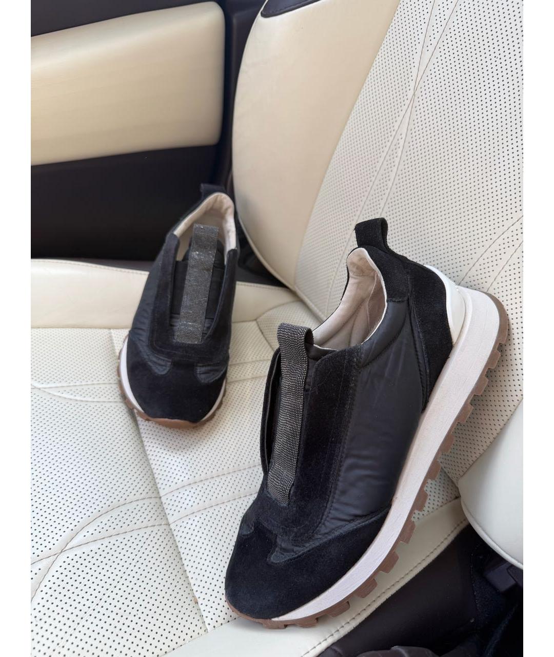 BRUNELLO CUCINELLI Черные замшевые низкие кроссовки / кеды, фото 9