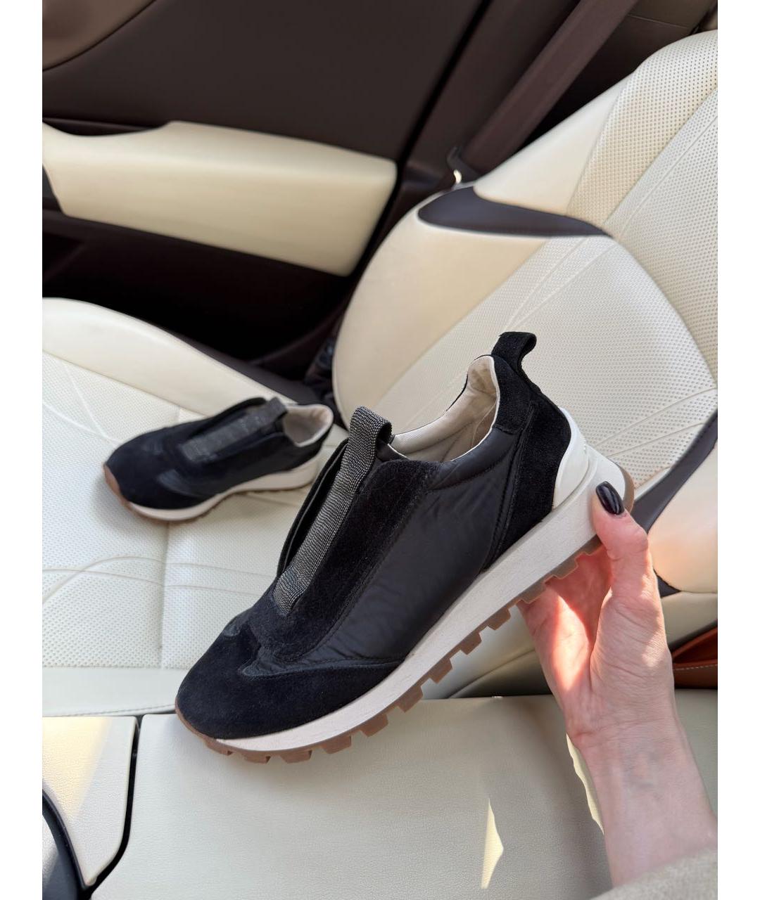 BRUNELLO CUCINELLI Черные замшевые низкие кроссовки / кеды, фото 2