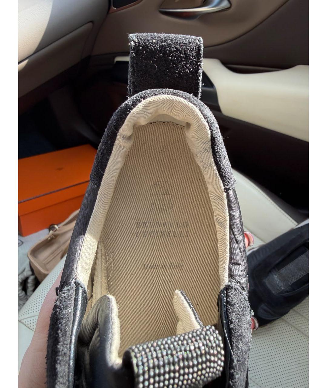 BRUNELLO CUCINELLI Черные замшевые низкие кроссовки / кеды, фото 5