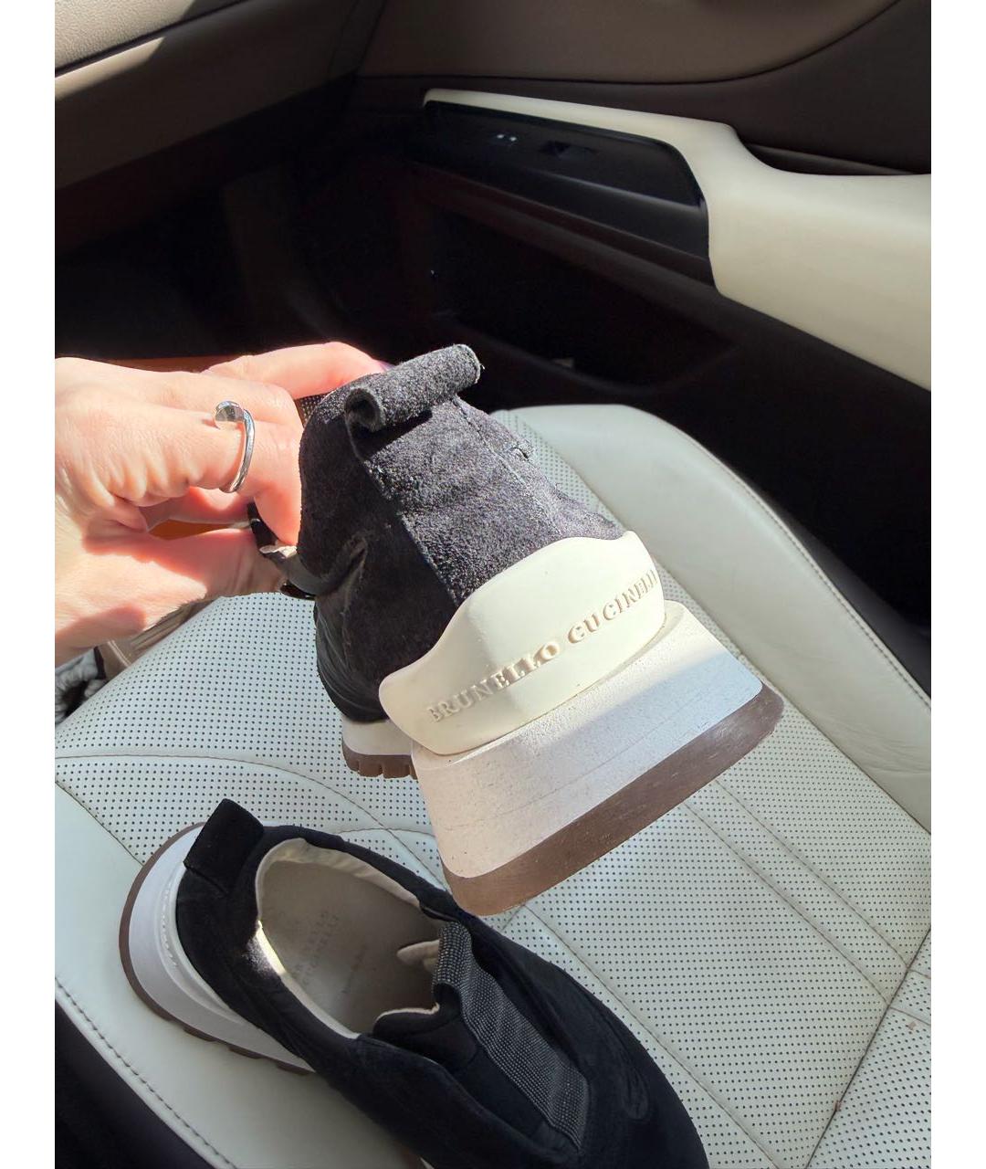 BRUNELLO CUCINELLI Черные замшевые низкие кроссовки / кеды, фото 8