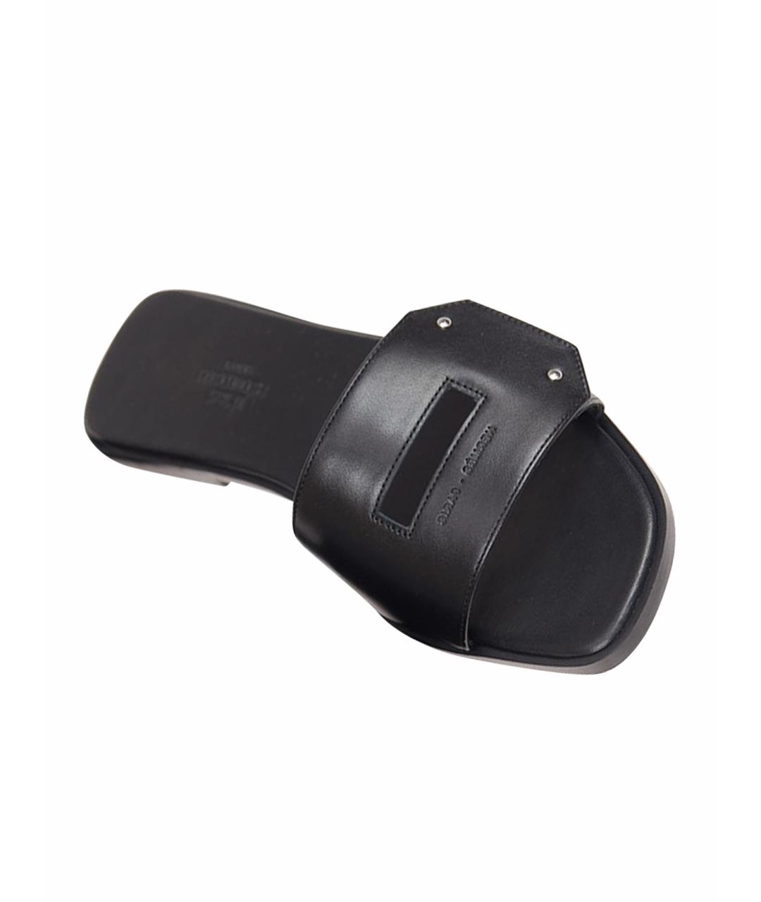 HERMES Черные кожаные сандалии, фото 1