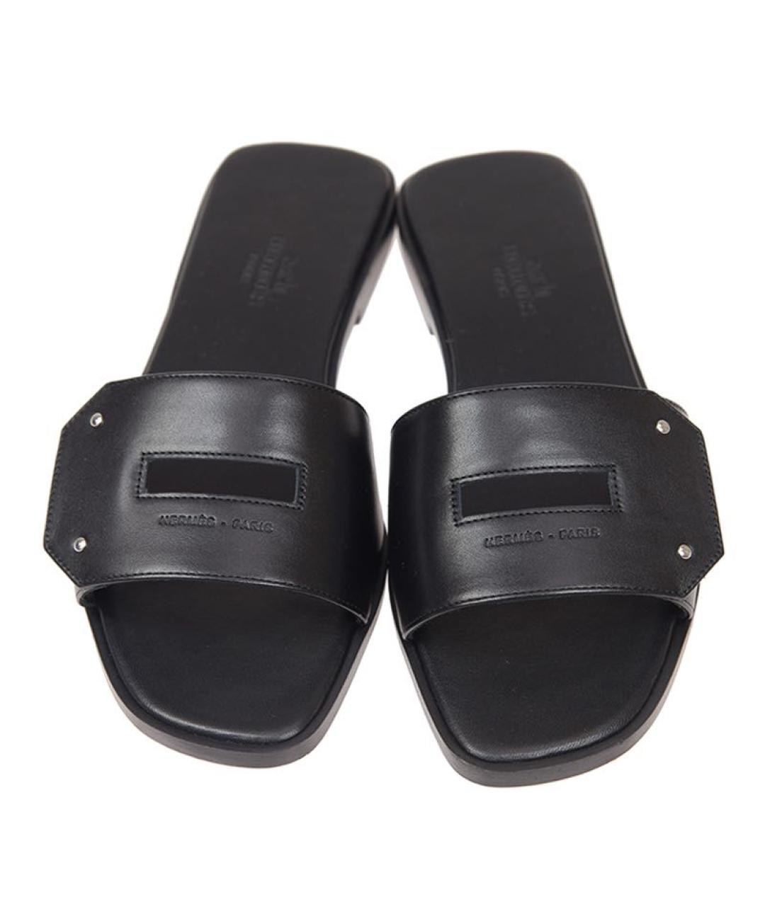HERMES Черные кожаные сандалии, фото 3