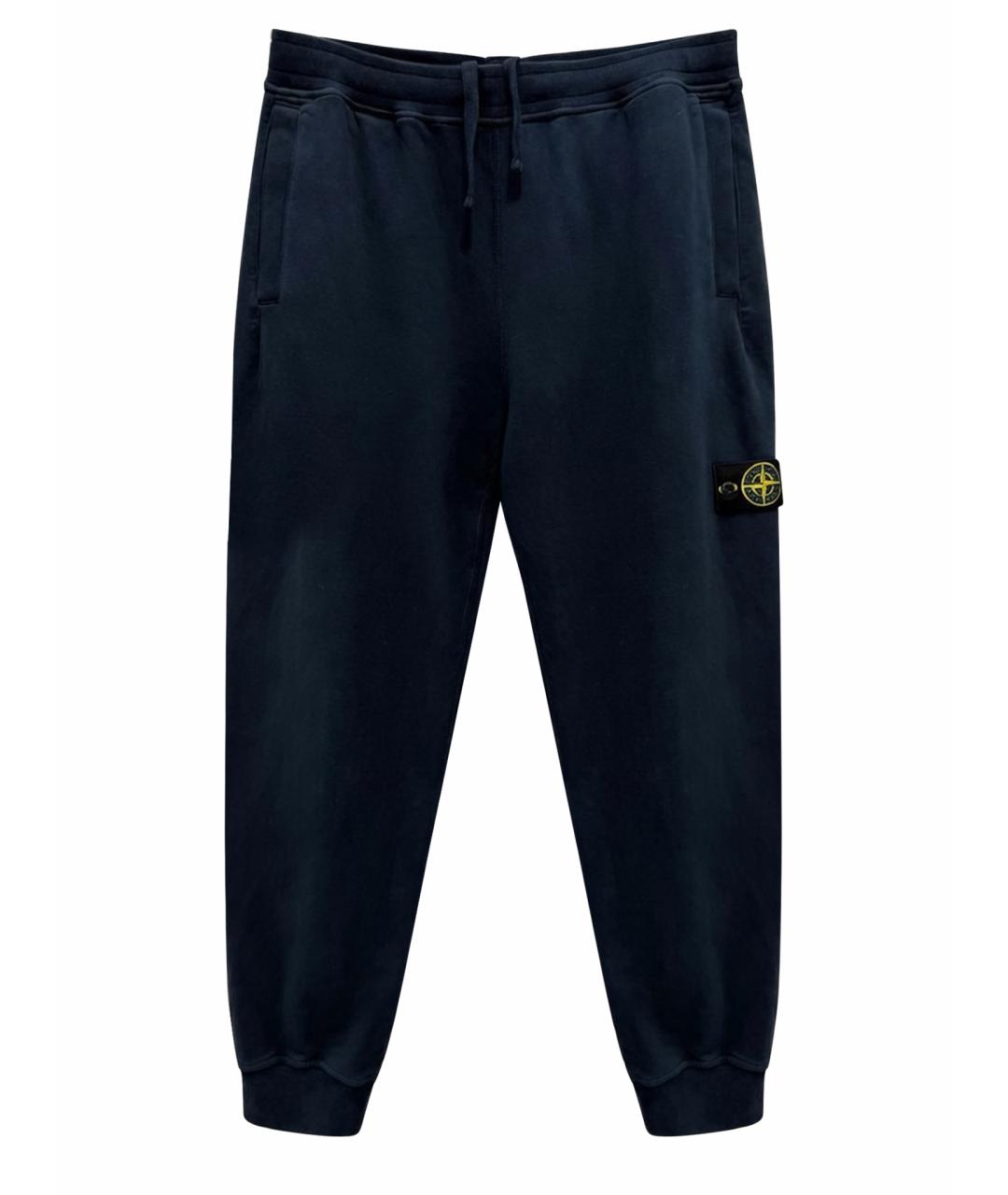 STONE ISLAND Темно-синие хлопковые повседневные брюки, фото 1