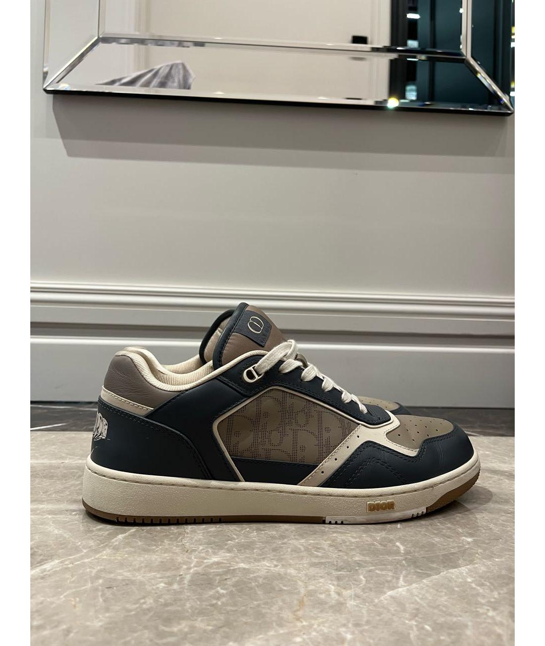 CHRISTIAN DIOR Темно-синие кожаные низкие кроссовки / кеды, фото 8