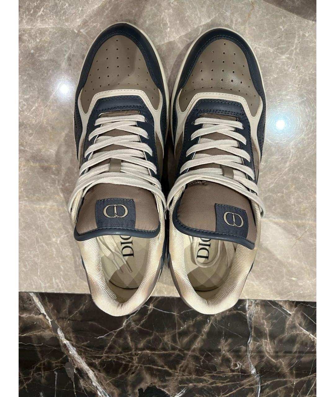 CHRISTIAN DIOR Темно-синие кожаные низкие кроссовки / кеды, фото 3