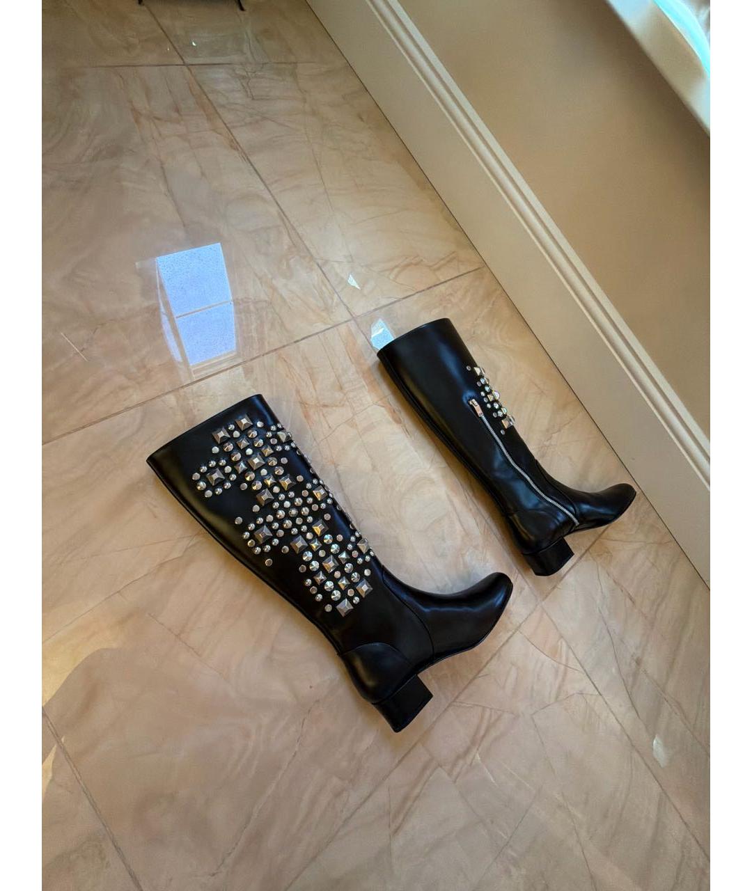 SAINT LAURENT Черные кожаные сапоги, фото 6