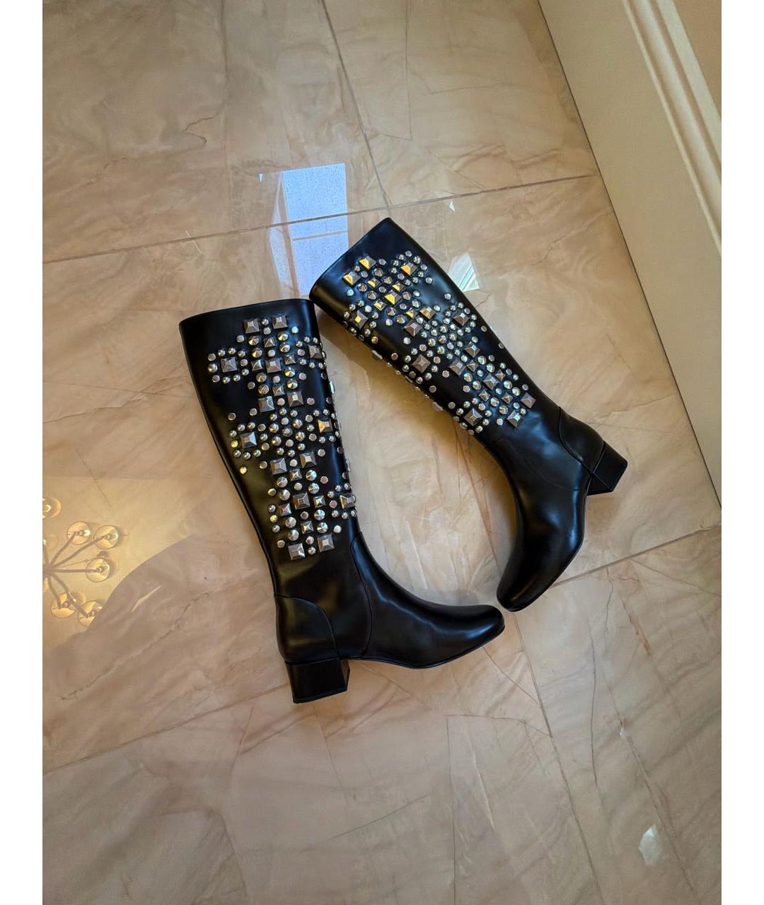 SAINT LAURENT Черные кожаные сапоги, фото 7